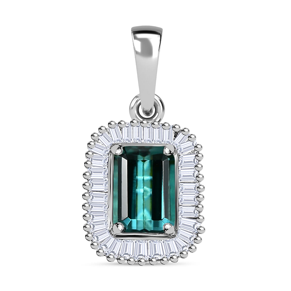 RHAPSODY 950 Platinum AAAA Lagoon Tourmaline and White Diamond VS/EF Halo Pendant 1.30 Ct 7938705 0