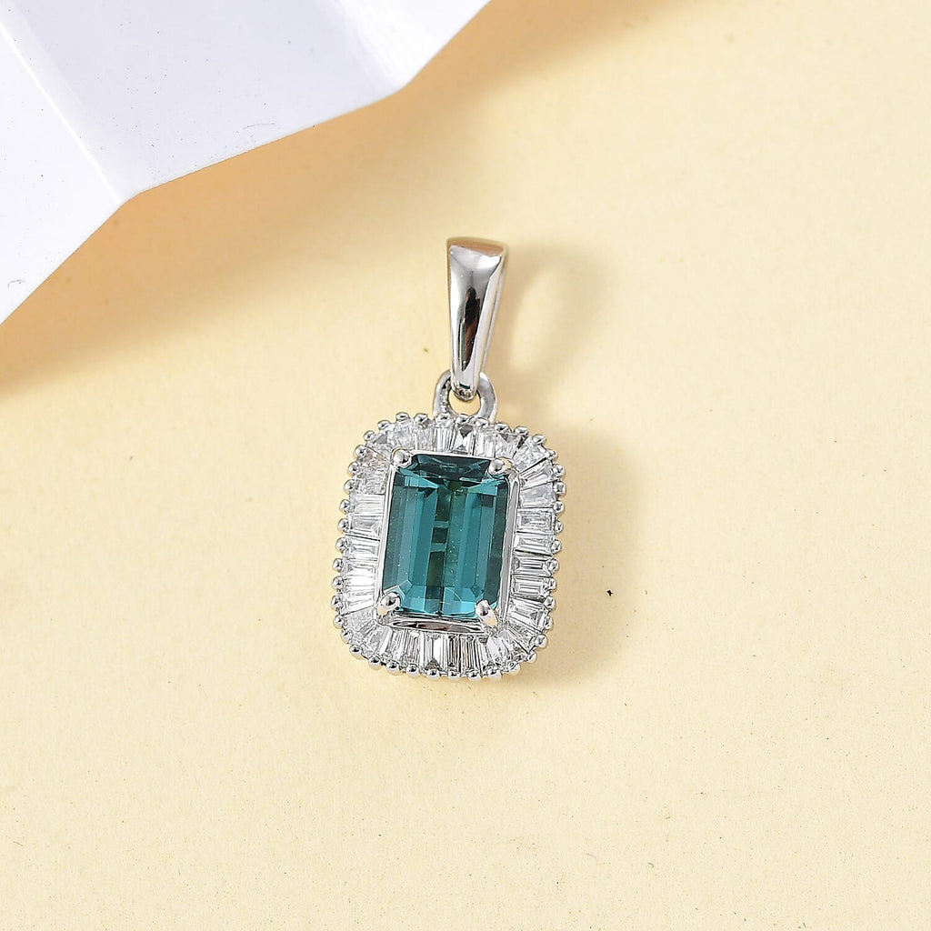 RHAPSODY  950 Platinum AAAA Lagoon Tourmaline & White Diamond  VS-EF Pendant 1.30 Ct