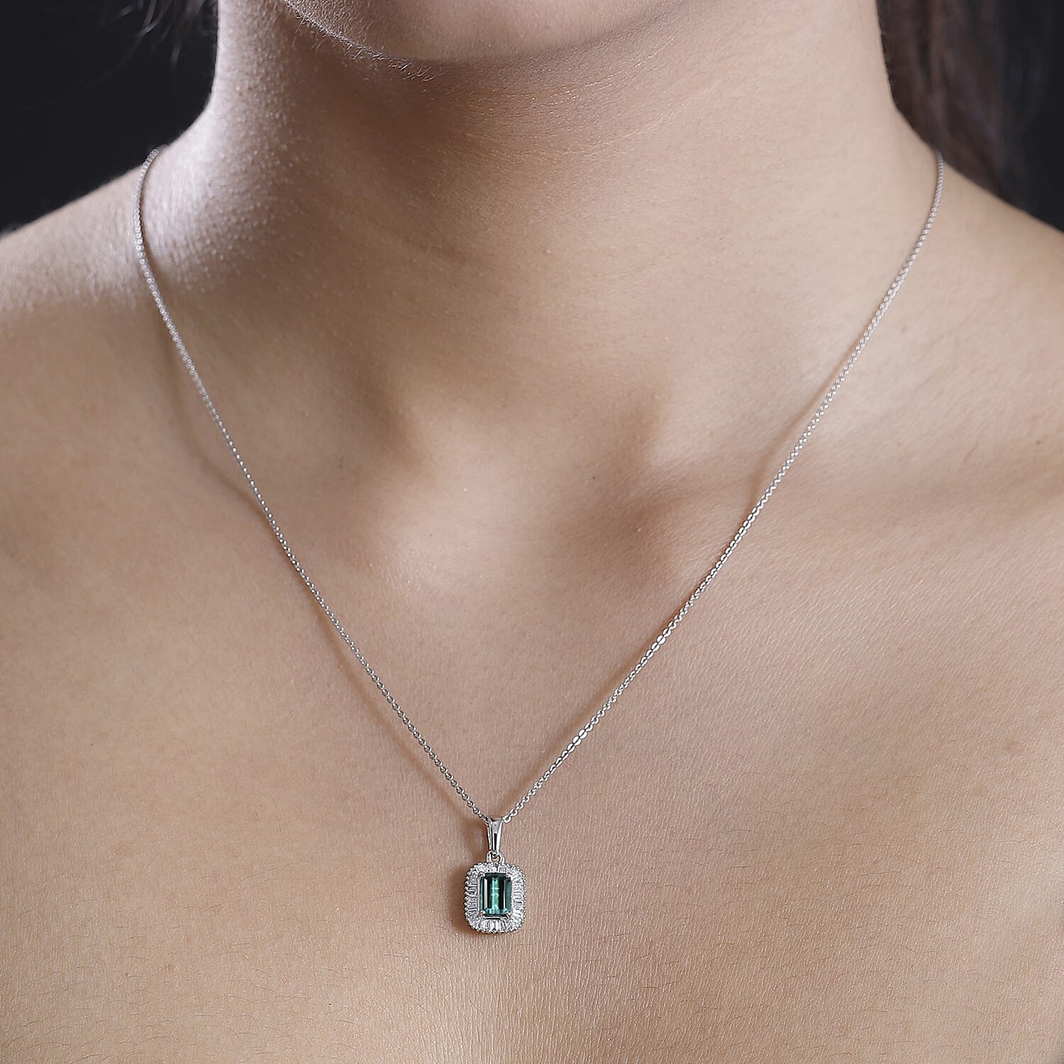 RHAPSODY 950 Platinum AAAA Lagoon Tourmaline and White Diamond VS/EF Halo Pendant 1.30 Ct 7938705 2