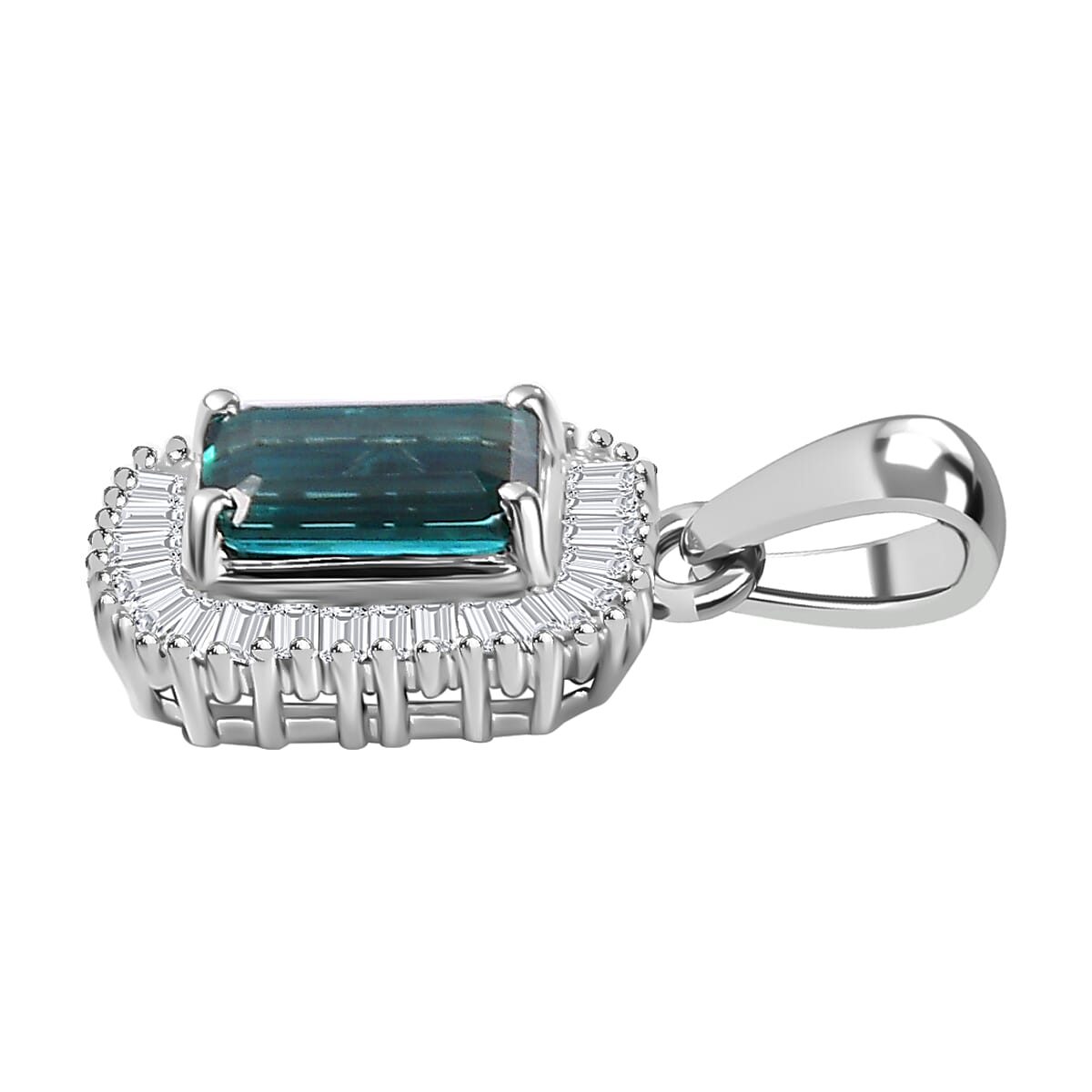 RHAPSODY 950 Platinum AAAA Lagoon Tourmaline and White Diamond VS/EF Halo Pendant 1.30 Ct 7938705 3