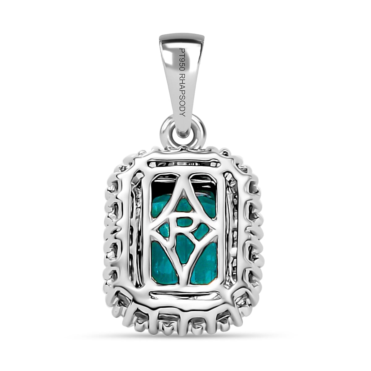 RHAPSODY 950 Platinum AAAA Lagoon Tourmaline and White Diamond VS/EF Halo Pendant 1.30 Ct 7938705 4