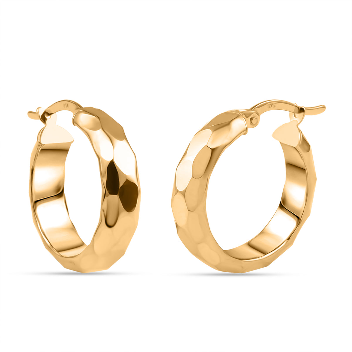 9K Yellow Gold Diamond Cut Hoop Earring with Clasp 7939310 0