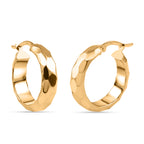 9K Yellow Gold Diamond Cut Hoop Earring with Clasp_7939310