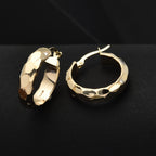 9K Yellow Gold Diamond Cut Hoop Earring with Clasp_7939310_1