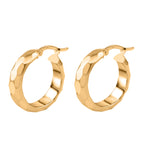 9K Yellow Gold Diamond Cut Hoop Earring with Clasp_7939310_3