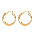 9K Yellow Gold Diamond Cut Hoop Earring with Clasp_7939310_4
