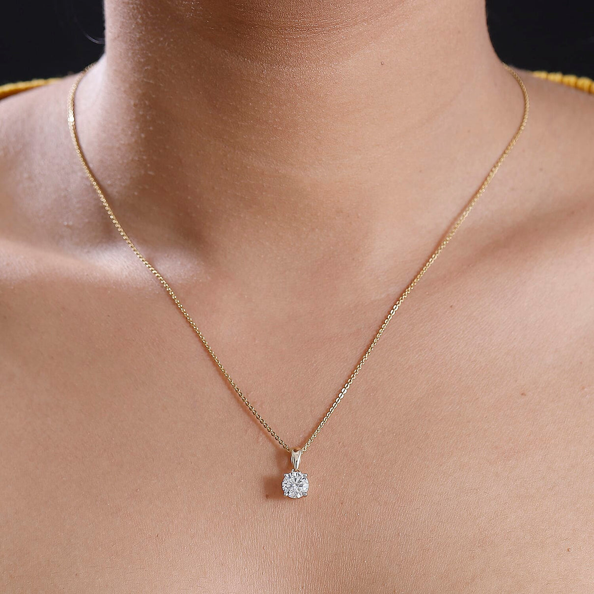 LUXURIANT 1 Ct. Lab Grown Diamond Solitaire Pendant in 9K Yellow Gold, SGL Certified 7939554 2