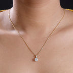 Luxuriant 9K Yellow Gold SGL Certified Lab Grown Diamond (VS-E-F) Solitaire Pendant 1.00 Ct.