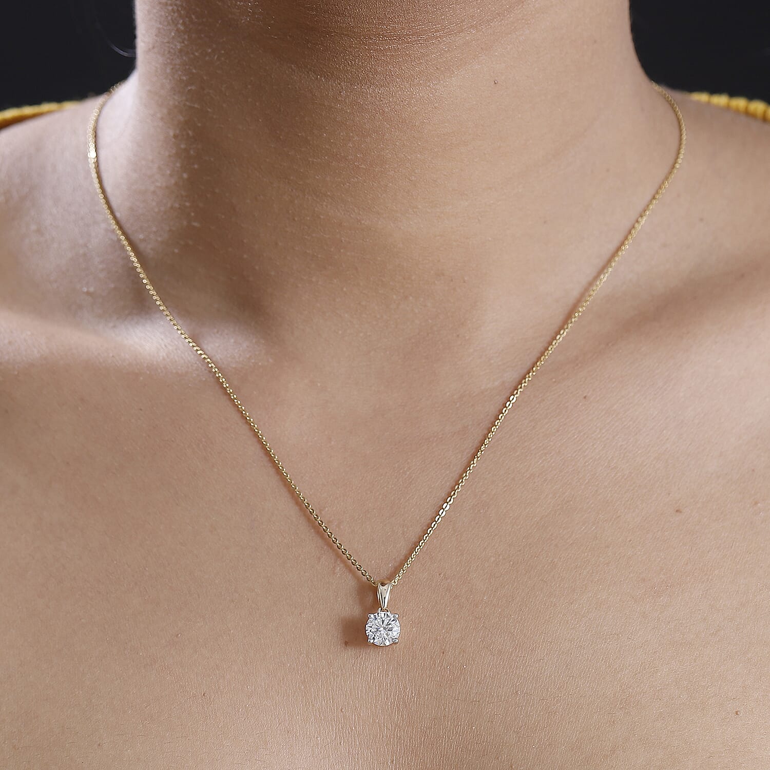 LUXURIANT 1 Ct. Lab Grown Diamond Solitaire Pendant in 9K Yellow Gold, SGL Certified 7939554 2