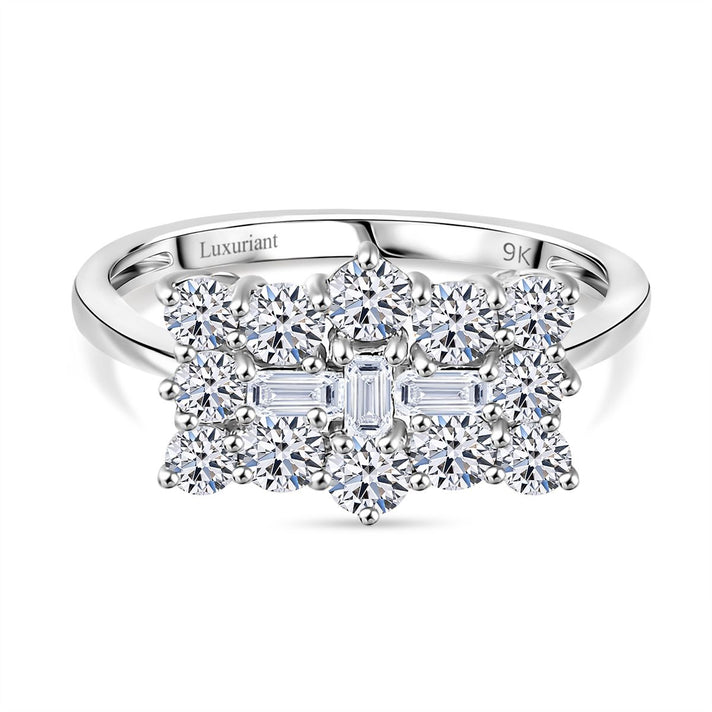 LUXURIANT 1 Ct. Lab Grown Diamond Boat Ring in 9K White Gold SGL Certified 7939566 1