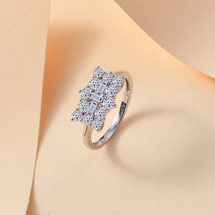LUXURIANT 1 Ct. Lab Grown Diamond Boat Ring in 9K White Gold SGL Certified 7939566 2