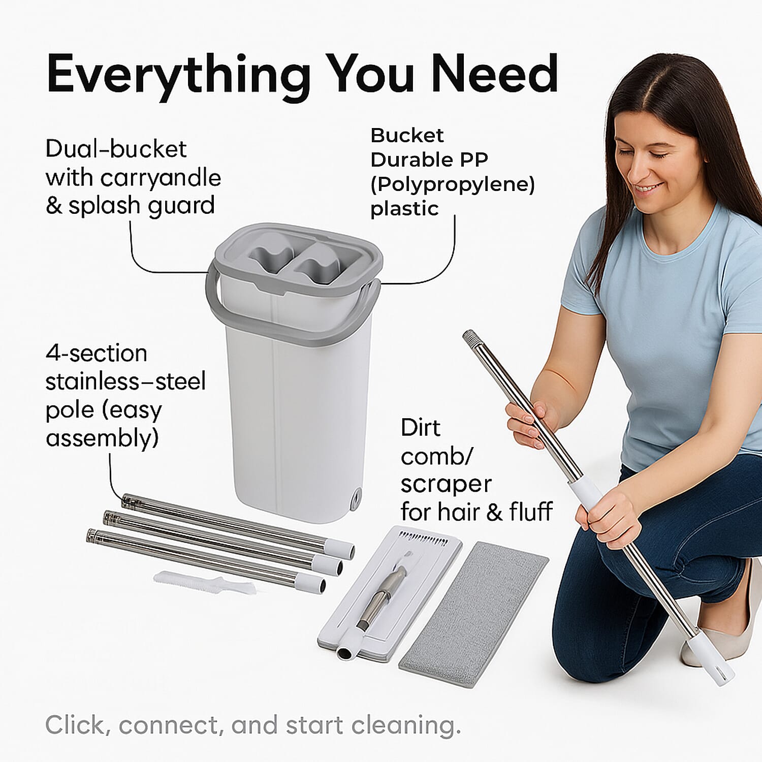 3-IN-1 Flat Mop with Bucket 7948635 2