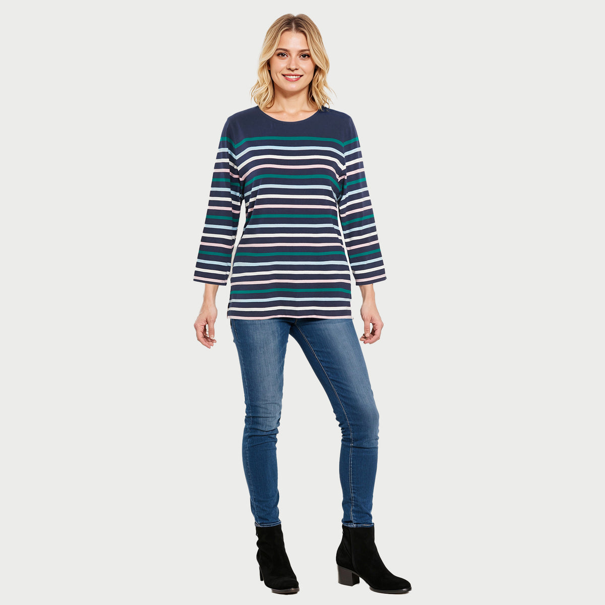La Marey Cotton Knitted Top - Navy V32613551 0