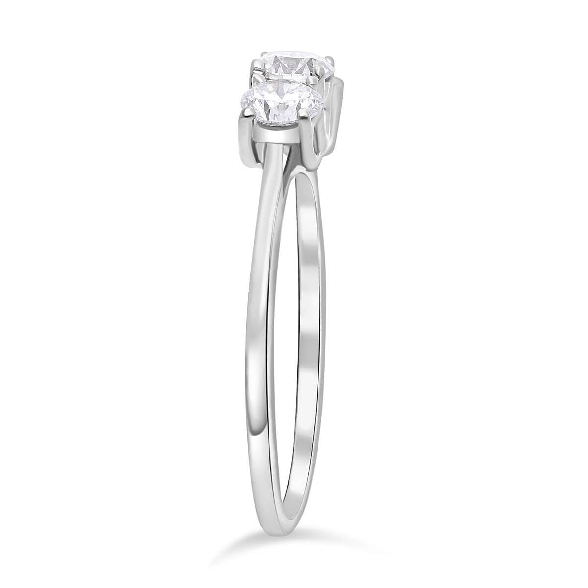 LUXURIANT 1 Ct. Lab Grown Diamond Trilogy Ring in Platinum Sterling Silver 7949506 2