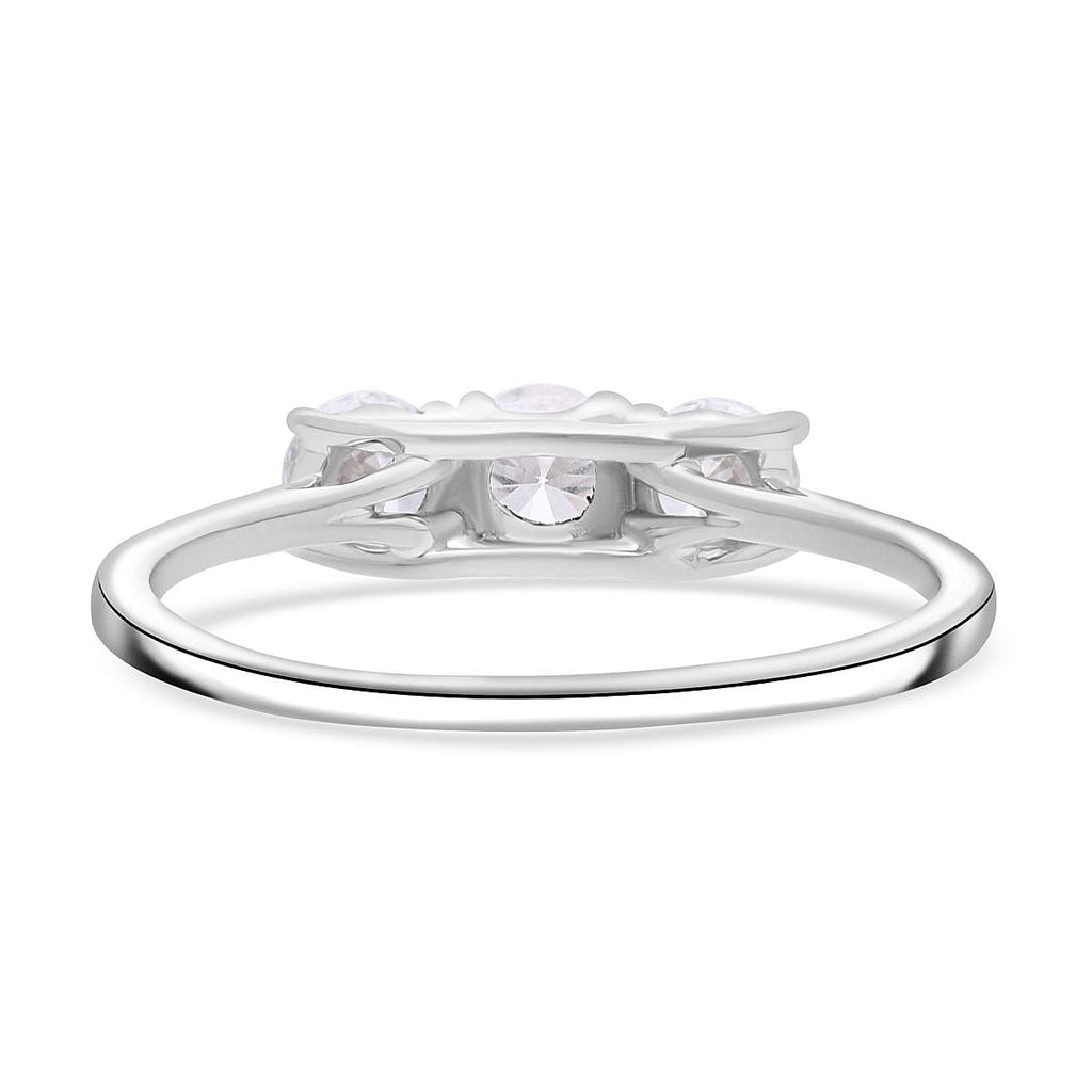 Lab Grown Diamond  3 Stone Diamond Ring in Platinum Overlay Sterling Silver 1.00 ct