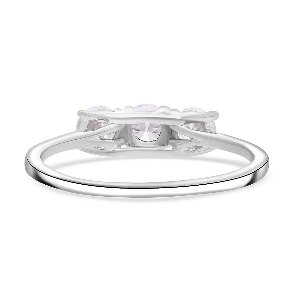 LUXURIANT 1 Ct. Lab Grown Diamond Trilogy Ring in Platinum Sterling Silver 7949506 3