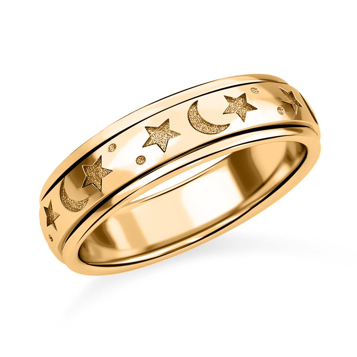 18K Vermeil Yellow Gold Plated Sterling Silver Star and Moon Spinner Ring V32512593 4