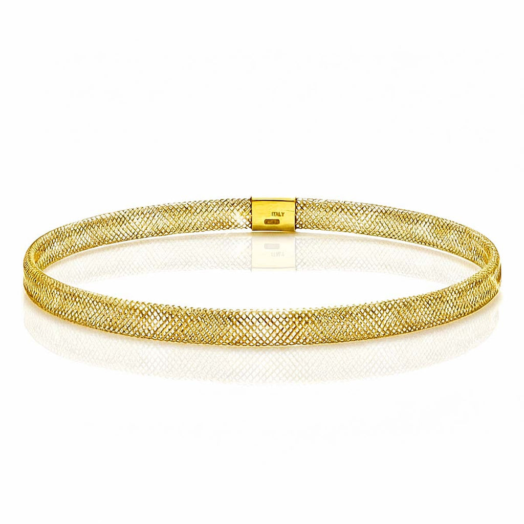 Maestro Collection - 9K Yellow Gold Reversible Mesh Bangle (Size-7- 8in)_7951862