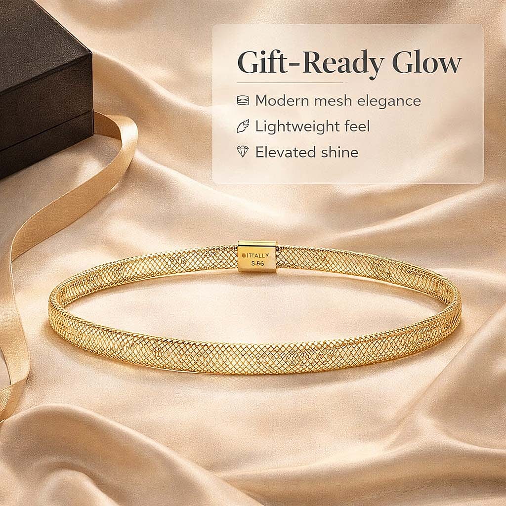 Maestro Collection - 9K Yellow Gold Reversible Mesh Bangle (Size-7- 8in)_7951862_2