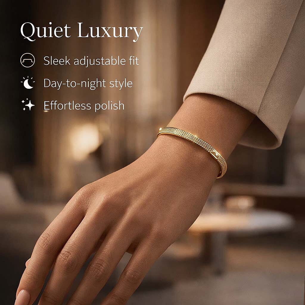 Maestro Collection - 9K Yellow Gold 5MM Adjustable Mesh Bangle (Size - BA - Adjustable) 7951862 3