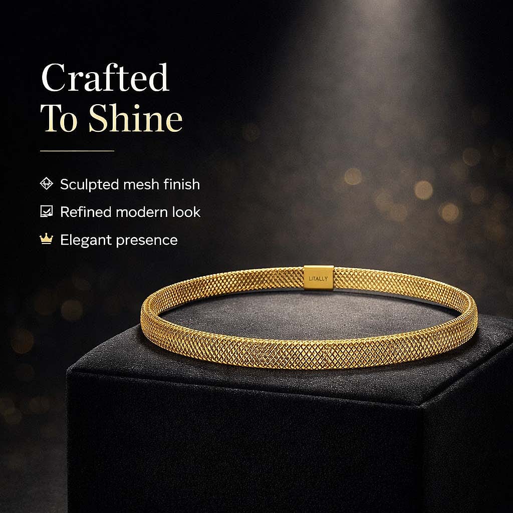 Maestro Collection - 9K Yellow Gold 5MM Adjustable Mesh Bangle (Size - BA - Adjustable) 7951862 5