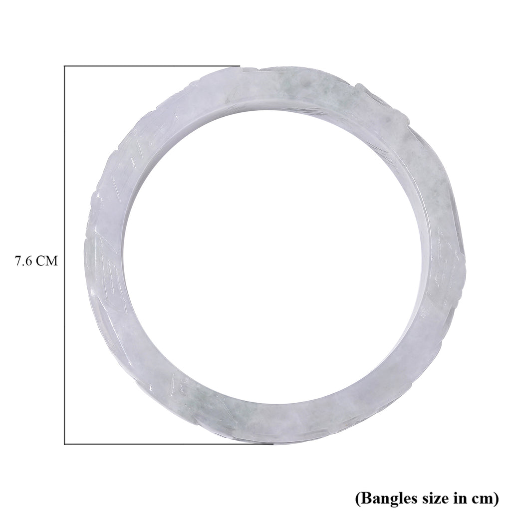 Extremely Rare Find Natural Type A - White Jadeite Jade Dragon Carved Bangle (Size - 7.5) 300.00 Ct._7953517_4