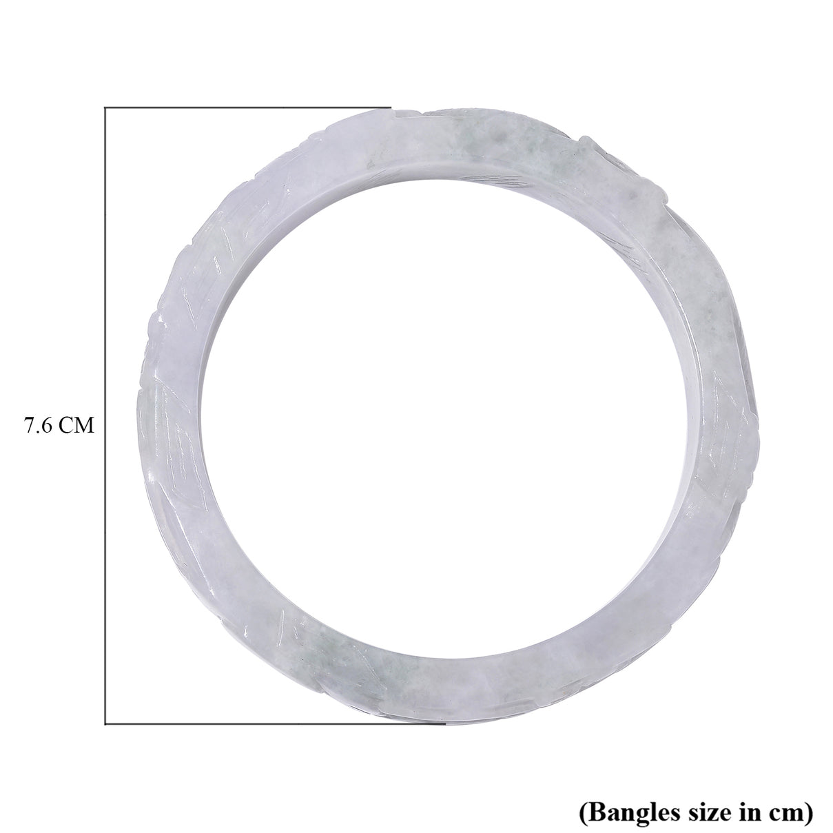 White Jade Stone Carved Bangle (Size - 7.5) 290 Ct. V32514645 5
