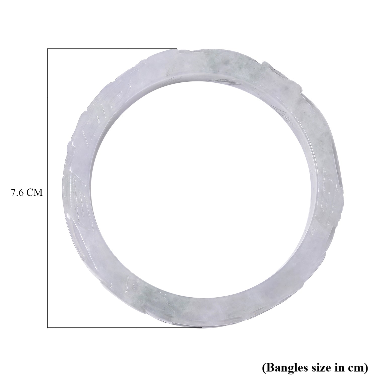 White Jade Stone Carved Bangle (Size - 7.5) 290 Ct. V32514645 5