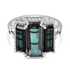 Alexandrite Triplet Quartz, White Zircon Trilogy Ring in Rhodium Overlay Sterling Silver 5.58 Ct._7954761