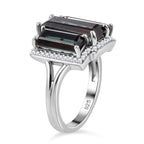 Alexandrite Triplet Quartz, White Zircon Trilogy Ring in Rhodium Overlay Sterling Silver 5.58 Ct._7954761_3