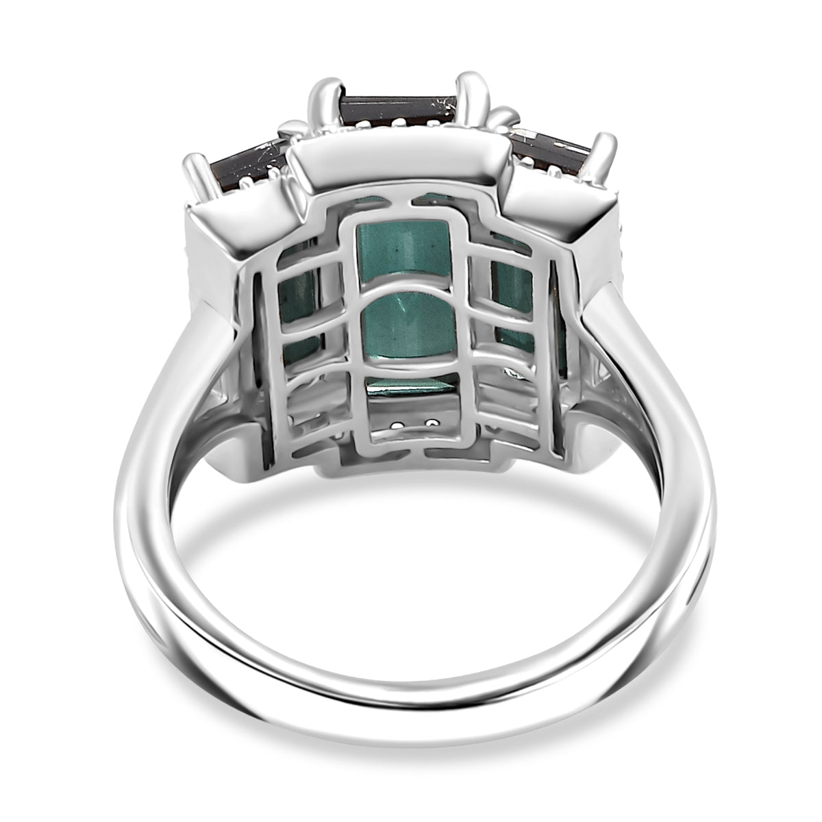Alexandrite Triplet Quartz, White Zircon Trilogy Ring in Rhodium Overlay Sterling Silver V32707359 10