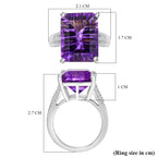 Natural Moroccan Amethyst (Concave Cut) & White Zircon Ring in Rhodium Overlay Sterling Silver 11.0 Ct_7955377_5