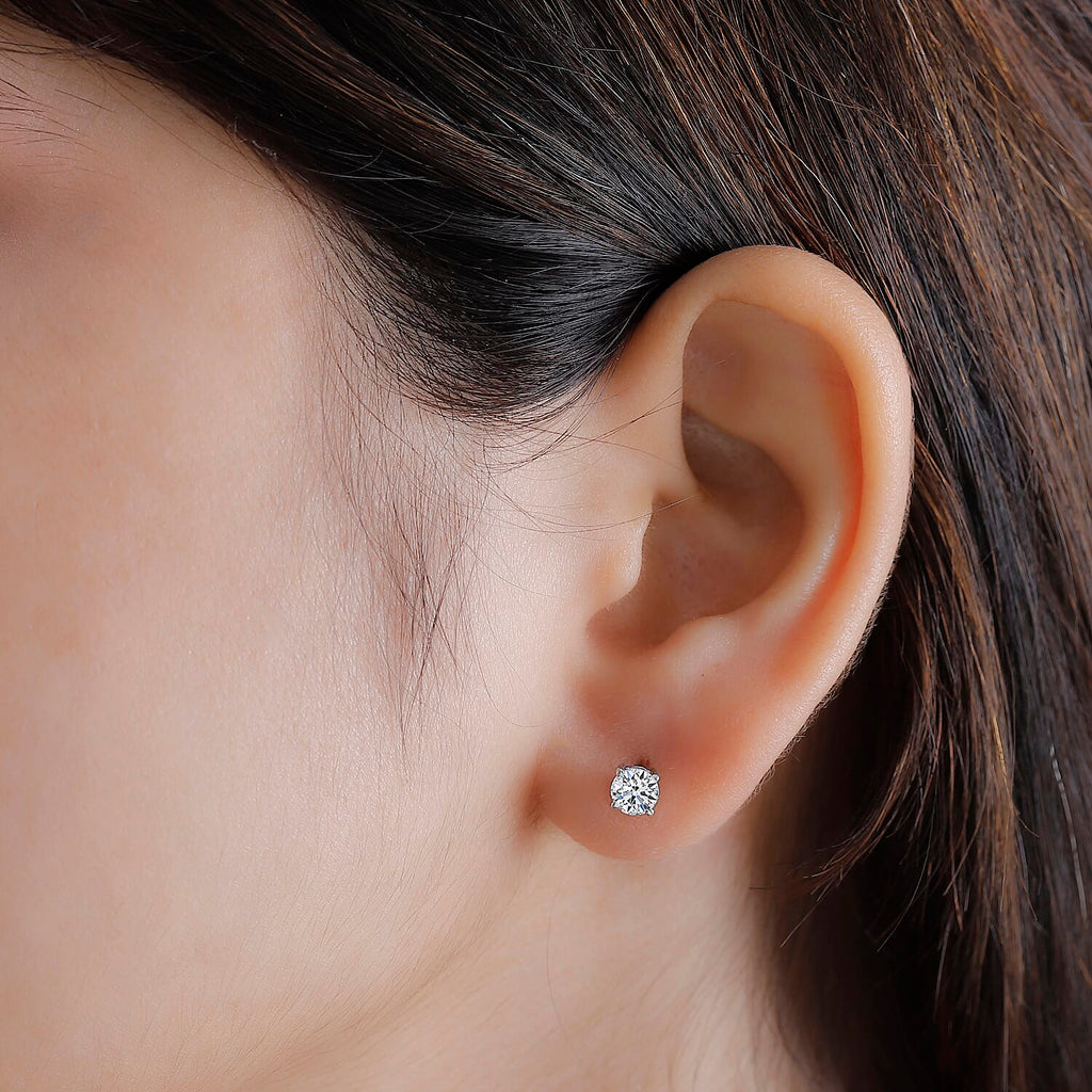 Luxuriant Diamond - 950 Platinum SGL Certified Lab Grown Diamond (VS-E-F) Earring with Screw Back