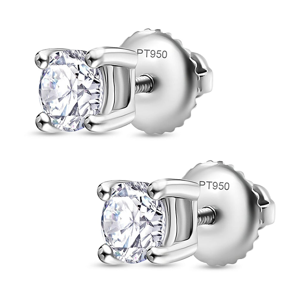 Luxuriant Diamond - 950 Platinum SGL Certified Lab Grown Diamond (VS-E-F) Earring with Screw Back