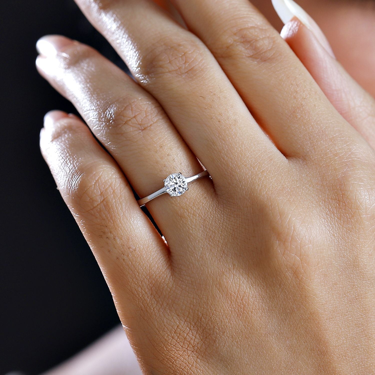 LUXURIANT 0.5 Ct. Lab Grown Diamond Solitaire Ring in 9K White Gold SGL Certified 7957865 3