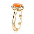 Luxoro - 9K Yellow Gold AGI Certified AAA Fanta Garnet & White Diamond Halo Ring 1.70 Ct, Gold Wt. 3.51 Gms_7958230_3