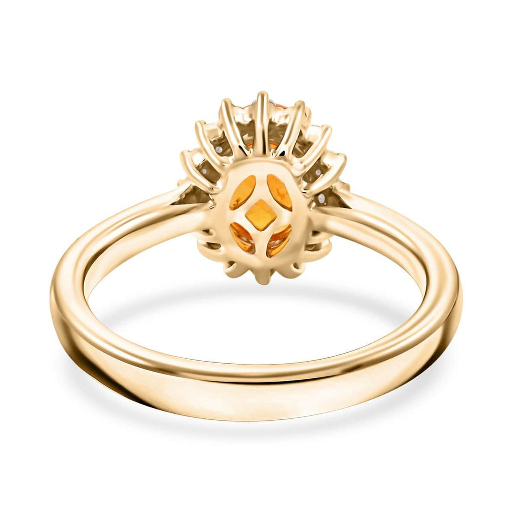 Luxoro - 9K Yellow Gold AGI Certified AAA Fanta Garnet & White Diamond Halo Ring 1.70 Ct, Gold Wt. 3.51 Gms_7958230_4