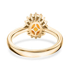 Luxoro - 9K Yellow Gold AGI Certified AAA Fanta Garnet & White Diamond Halo Ring 1.70 Ct, Gold Wt. 3.51 Gms_7958230_4