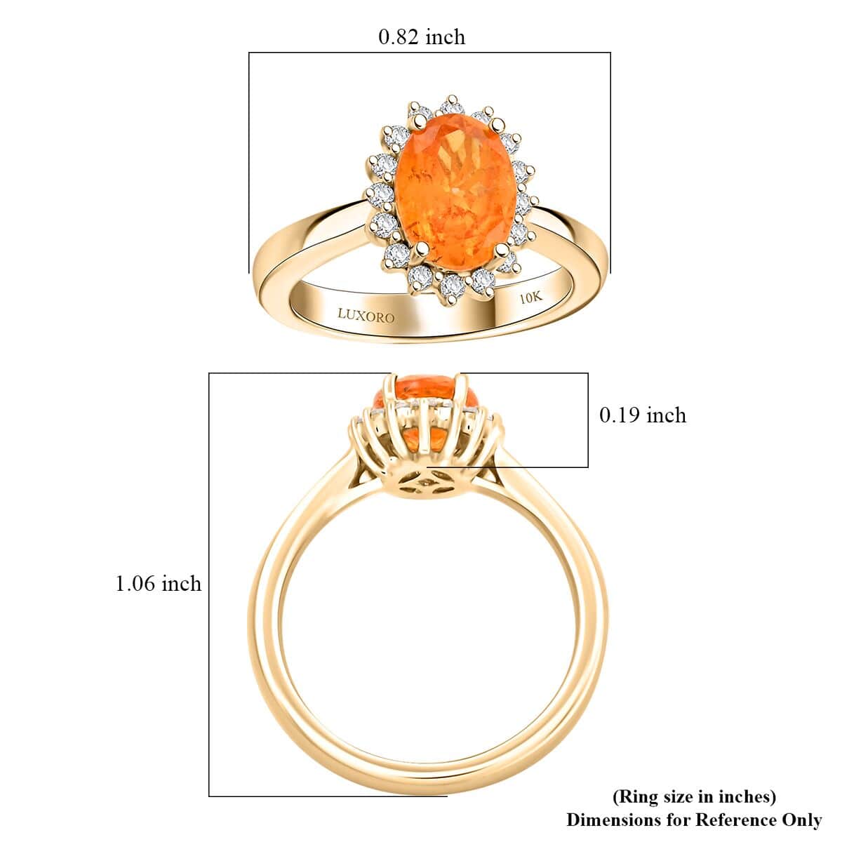 Certified &amp; Appraised LUXORO 1.53 Ct. AAA Fanta Garnet, Diamond Halo Ring in 10K Yellow Gold 7958230 5