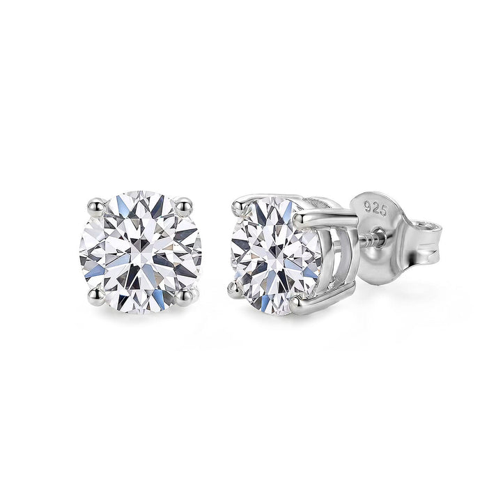 LUXURIANT 1 Ct. Lab Grown Diamond Solitaire Stud Push Back Earring in Rhodium Overlay Sterling Silver 7958455 1