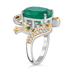 GP Green Onyx & Multi Gemstones Frog Ring in Rhodium and 18K Vermeil Yellow Gold Plated Sterling Silver 6.22 Ct_7958702_3