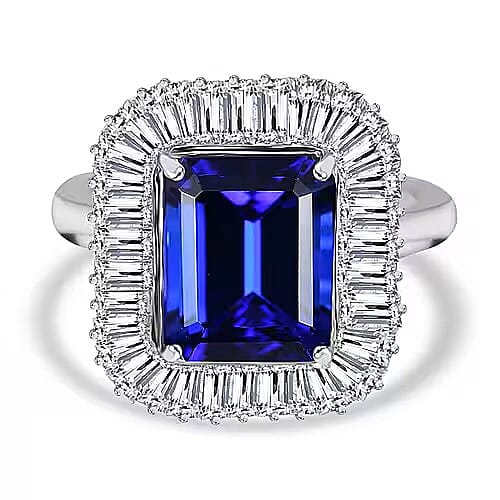 RHAPSODY 950 Platinum AAAA Tanzanite (8.00 Ct) and White Diamond (1.70 Ct) Halo Ring 7959027 0
