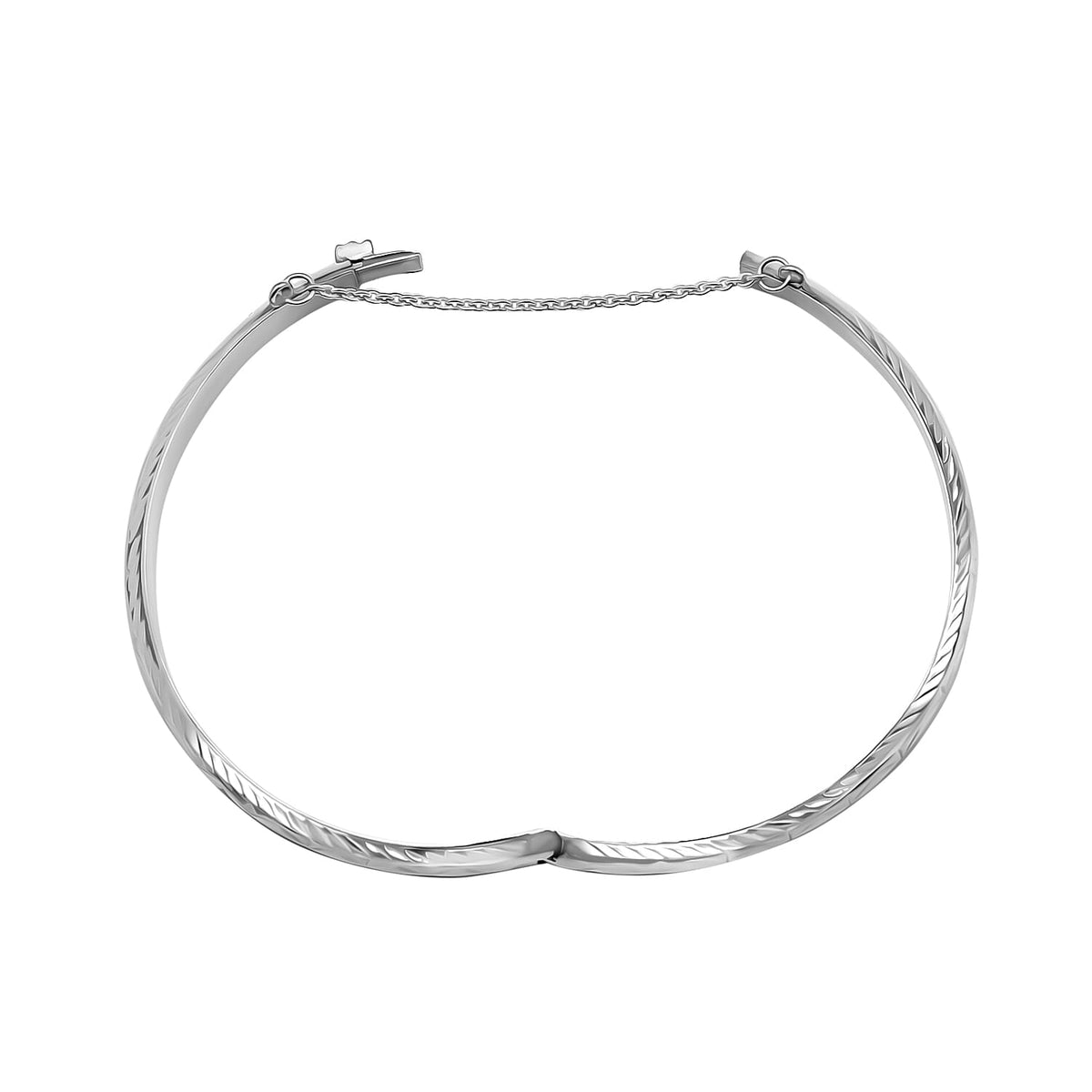 Rhodium Overlay Sterling Silver Bangle(Size -8),  Silver Wt. 8.5 Gms 7959806 1