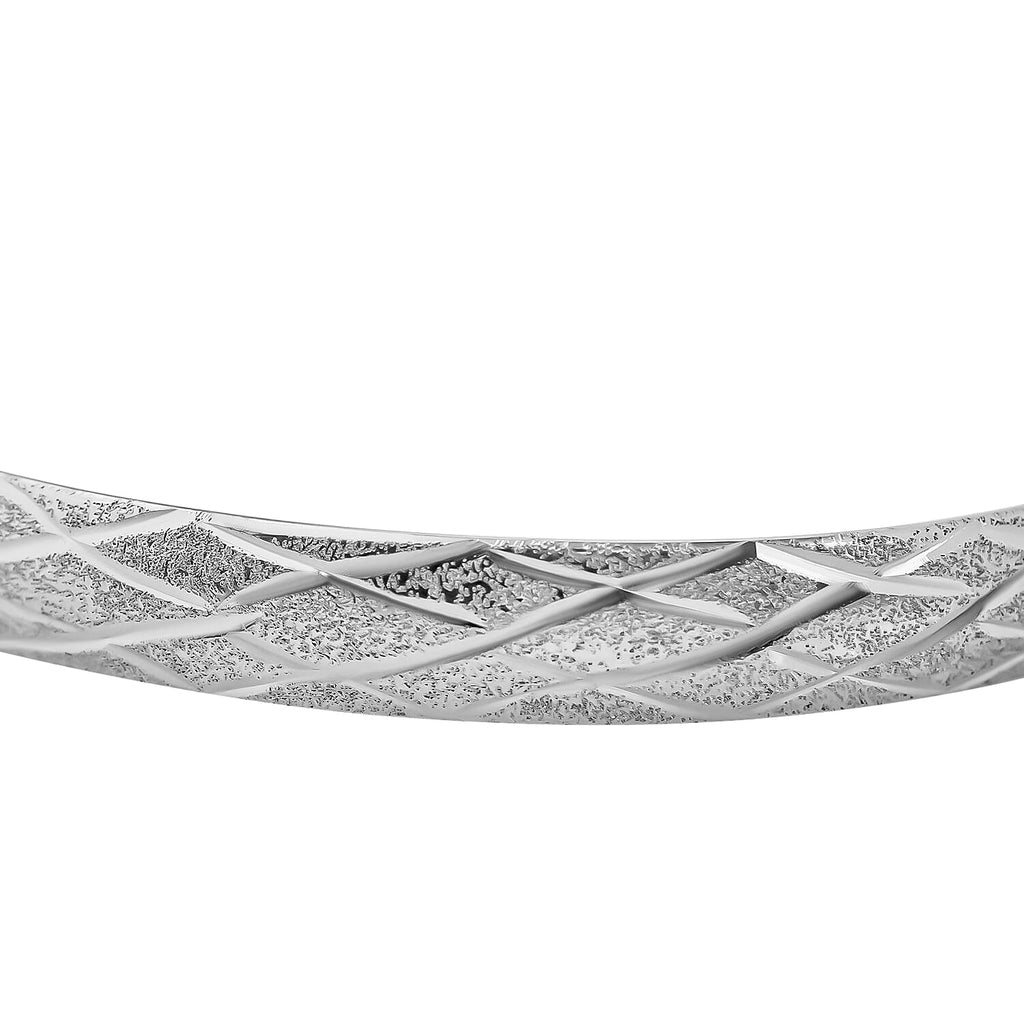JCK Vegas Closeout - Matt Finish Bangle in Rhodium Sterling Silver (Size 8)