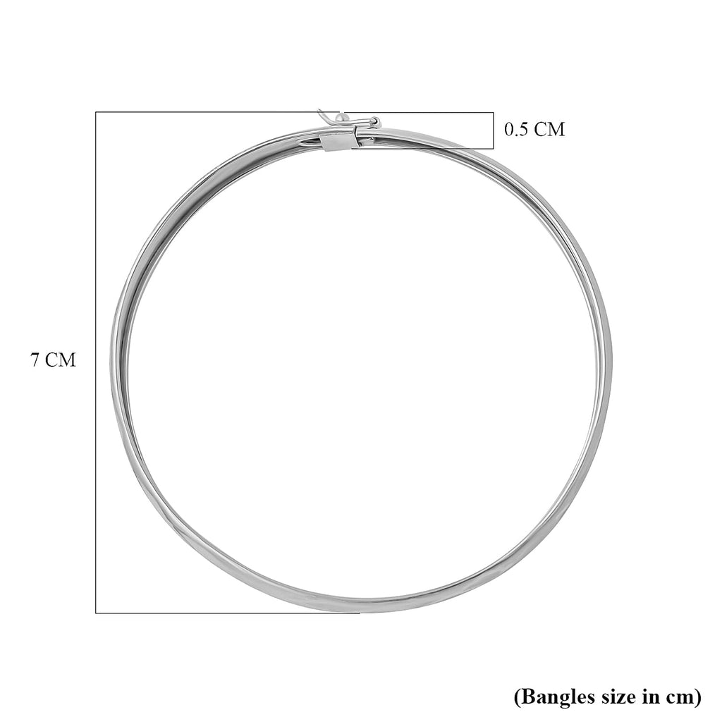 JCK Vegas Closeout - Matt Finish Bangle in Rhodium Sterling Silver (Size 8)
