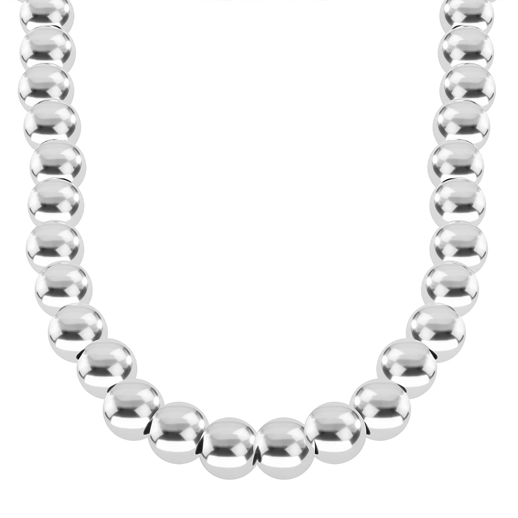Designer Inspired - Sterling Silver Ball Necklace in Rhodium Overlay Sterling Silver (Size - 20),  Silver Wt. 40.5 Gms