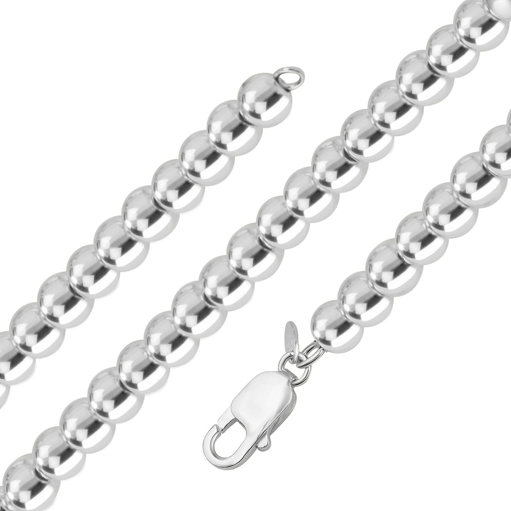 Designer Inspired - Sterling Silver Ball Necklace in Rhodium Overlay Sterling Silver (Size - 20),  Silver Wt. 40.5 Gms