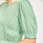 Nabella Ditsy Flower Print Midi Dress with Tiered Skirt (Size 18) - Green_7961192_4