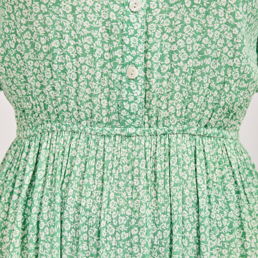 Nabella Ditsy Flower Print Midi Dress with Tiered Skirt (Size 18) - Green_7961192_5