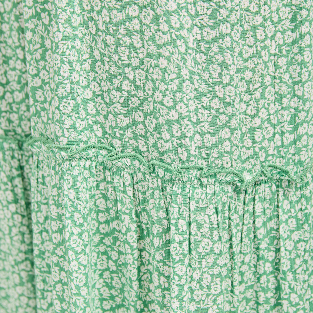 Nabella Ditsy Flower Print Midi Dress with Tiered Skirt (Size 18) - Green_7961192_6